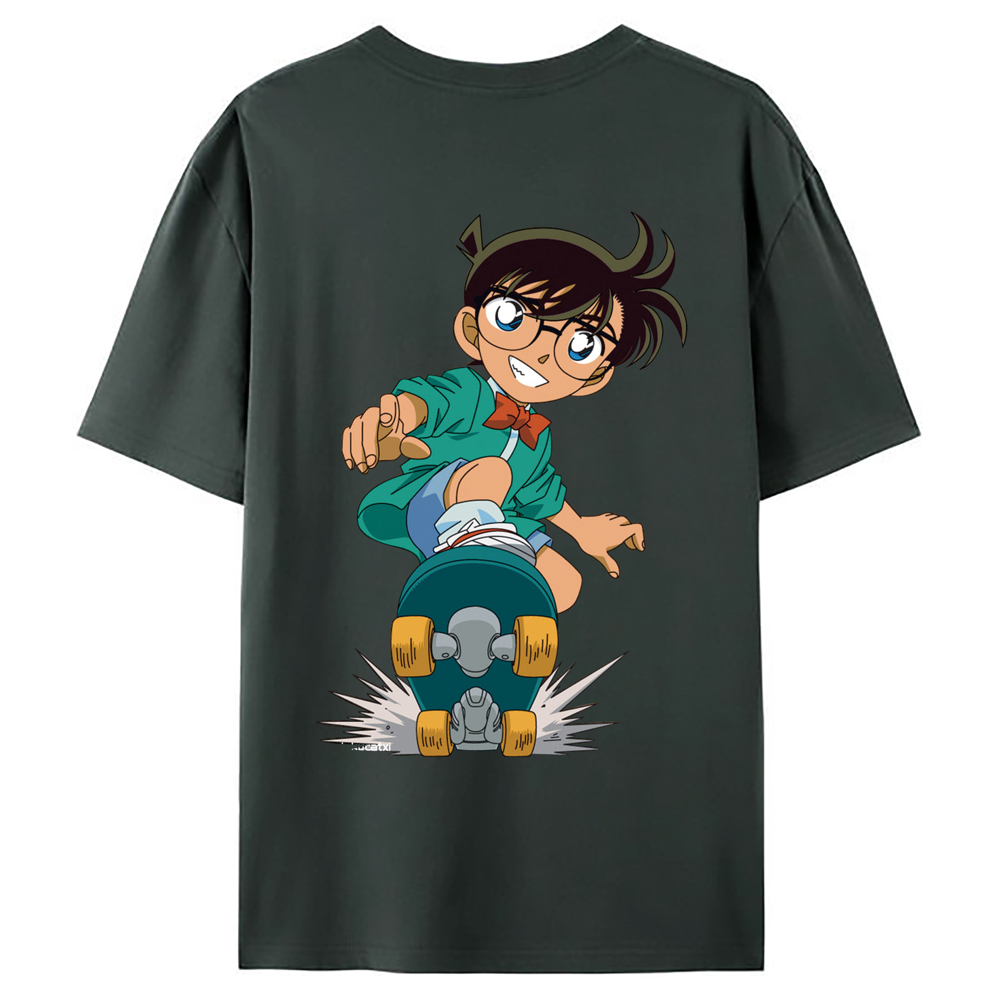 （画像用） 名探偵コナン 江戸川 コナン Detective Conan Conan Edogawa 綿100％ メンズ半袖Tシャツ（バックプリント） 通気性